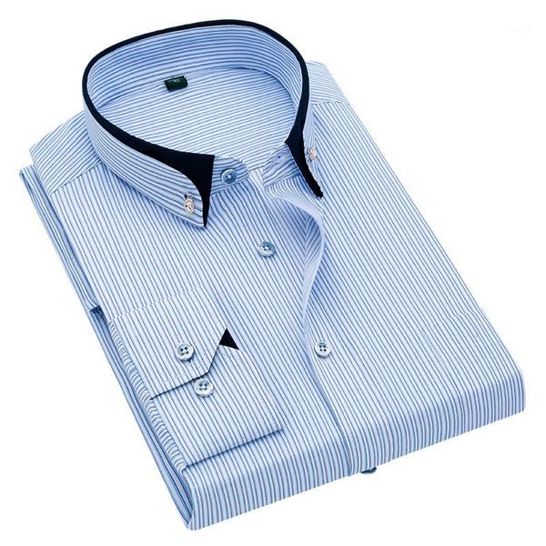 

business dress shirts mannen formele button-down kraag gestreepte shirt mode stijl mannen casual dress shirt plaid leesbaar1, White;black