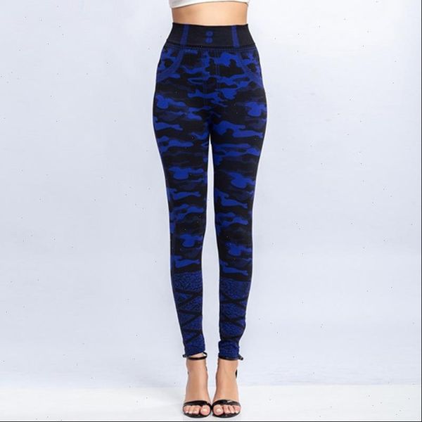 

women leggings camouflage print leggings imitation jean slim fitness elastic seamless leggings drop shipping good quality, Black