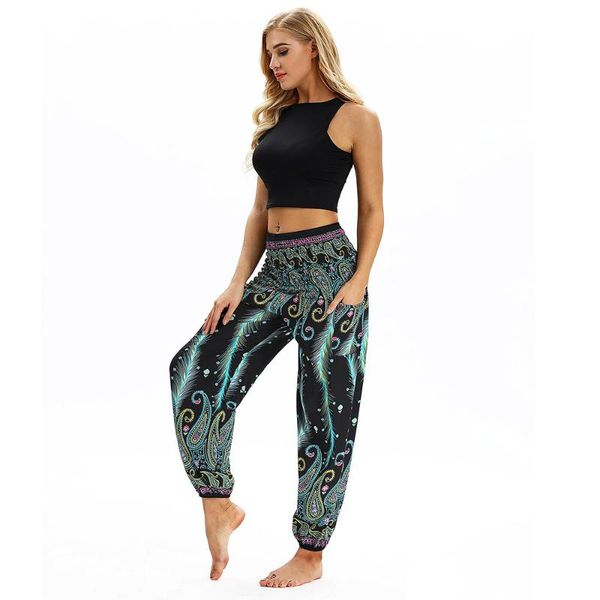 

women long pant loose baggy harem sport pants trousers print beach slight pants printed loose women's wide leg homewea, White;red