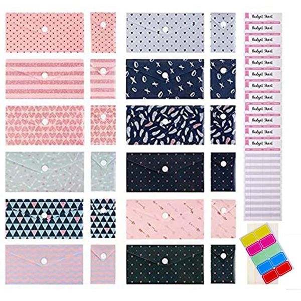 

24 pcs budget envelopes laminated cash envelope for budgeting and saving money waterproof finance keeper organizer