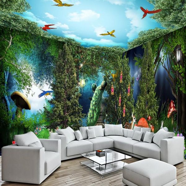 

wallpapers drop custom po wallpaper fantastic green forest hd backdrop mural bar ktv playground nightclub theme ceiling