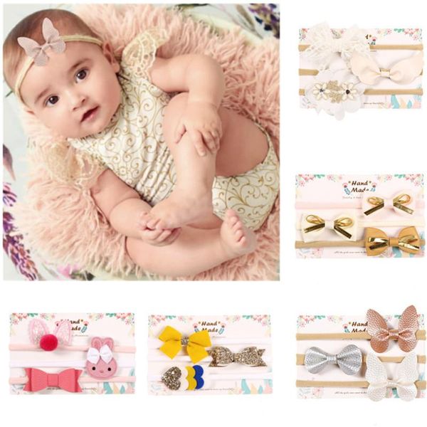 

hair accessories 5set/lot kids headband cute bow girl head bands born flower elastic headbands hairbands children, Slivery;white