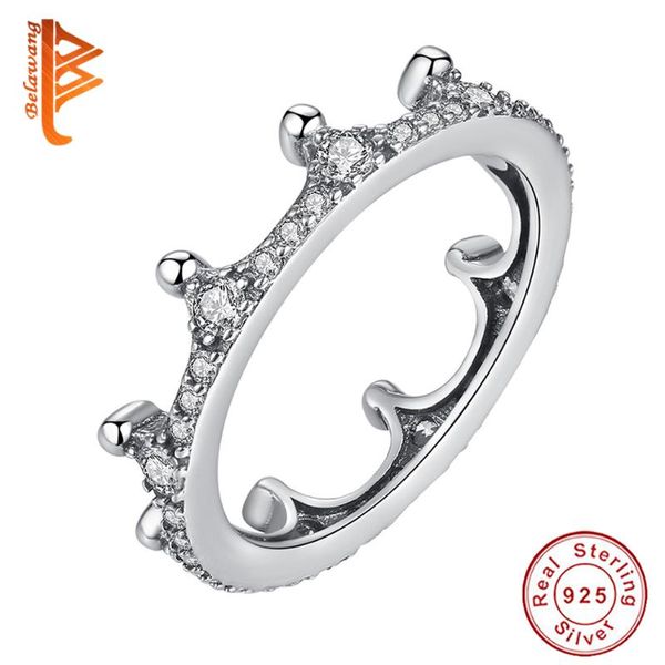 

cluster rings wholesale real 925 sterling silver ring with clear zircon elegant crown for women girl wedding jewelry birthday gift, Golden;silver