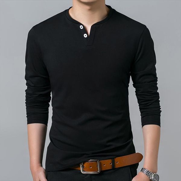 

fashion brand clothing v neck mens streetwear trends mercerized cotton long sleeve tshirts for men, White;black