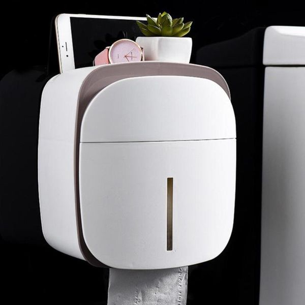 

tissue boxes & napkins wall-mounted box bathroom holder waterproof dispenser storage rack (grey)