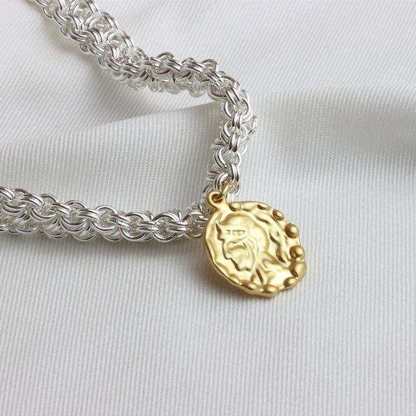 

savi same gold coin hit color necklace silver braided chain crystal net red temperament clavicle spot wholesale