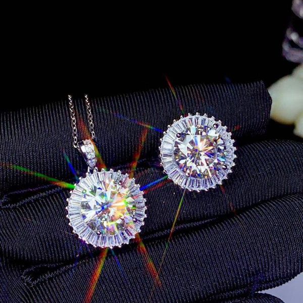 

cluster rings large single case 5 moissanite ring necklace color d, cleanliness vvs. 925 pure silver, Golden;silver