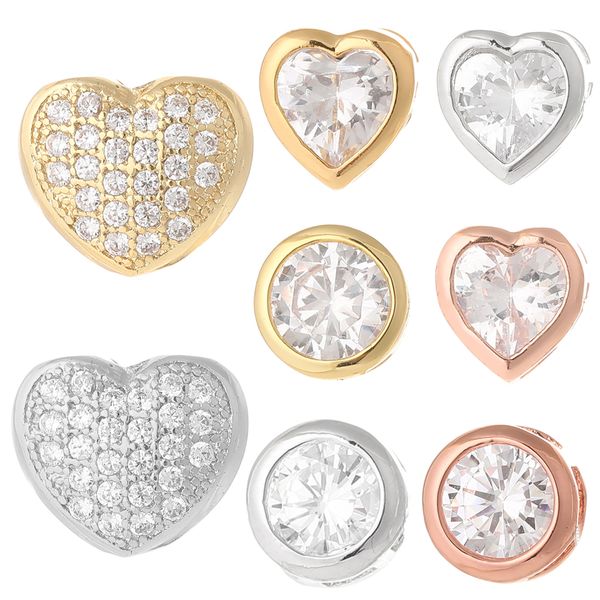 

heart beads for jewelry making beads gold eye beads for diy bracelets copper zircon cz accessories metal charm bead wholesale, Bronze;silver