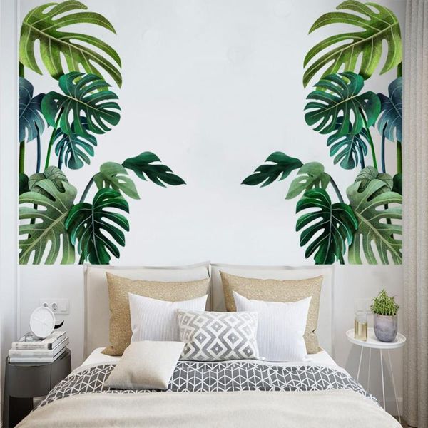 

wall stickers 2pcs modern self-adhesive leaves decal sticker pvc waterproof tropical plant background living room home decor