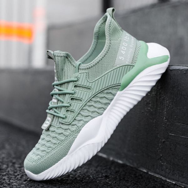 

Sports men's shoes 2020 new autumn student flying woven men's mesh breathable leisure travel, Ivory