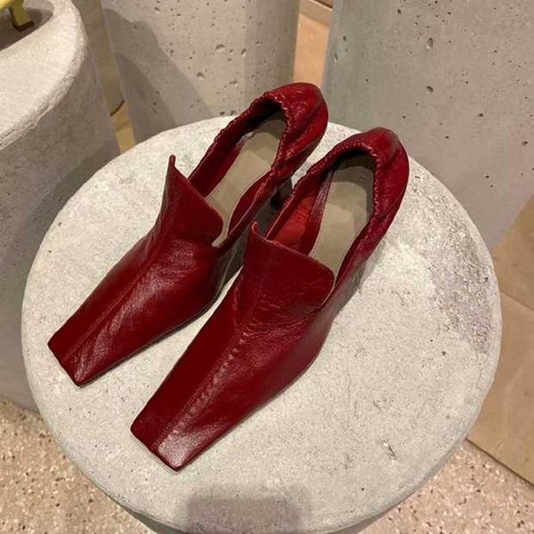 

dress shoes 2021 spring luxry leather pumps women slip on square toe high heels mules ladies sapato feminin, Black