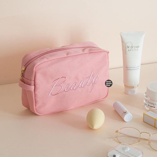 

storage bags korean small cosmetic bag female portable travel rectangular waterproof fabric pochette masque organization eb50sn