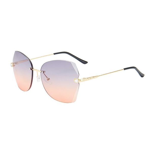 

sunglasses vintage polygon frameless trimming women 2021 luxury trend gradient sun glasses pink shades, White;black