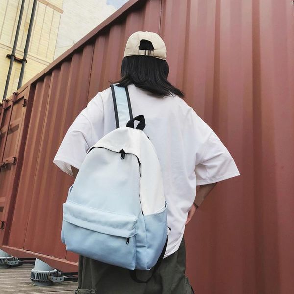 

backpack aelicy ladies fashion gradient color casual canvas travel bag student large capacity couple
