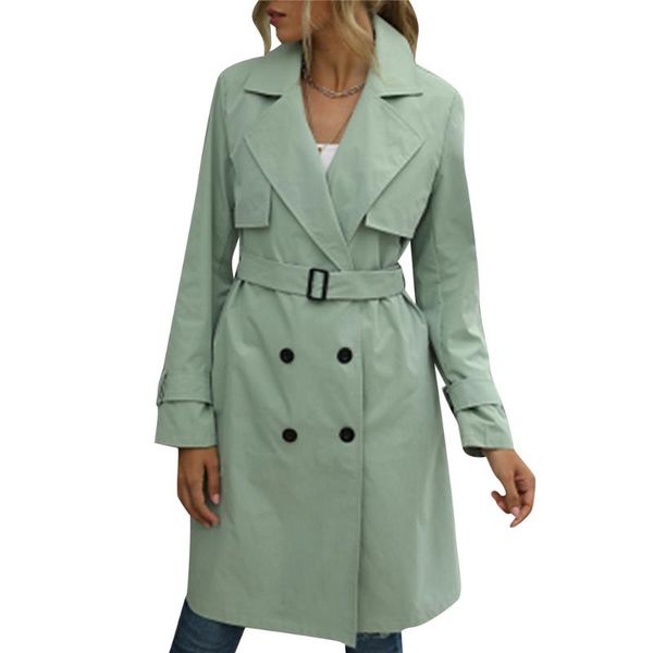 

women's trench coats fashion korean style coat double-breasted long with belt office lady windbreaker spring autumn femme clothes, Tan;black