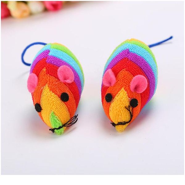 

new cat toy cat rainbow mouse toy cotton-filled little mouse funny cat toy small mouse pet products qylzer