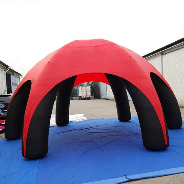 Tenda da copertura rossa per esterni 10 m tendone ad arco portatile 6 gambe pubblicità tenda gonfiabile ragno cupola pop up gigante senza pareti laterali per evento