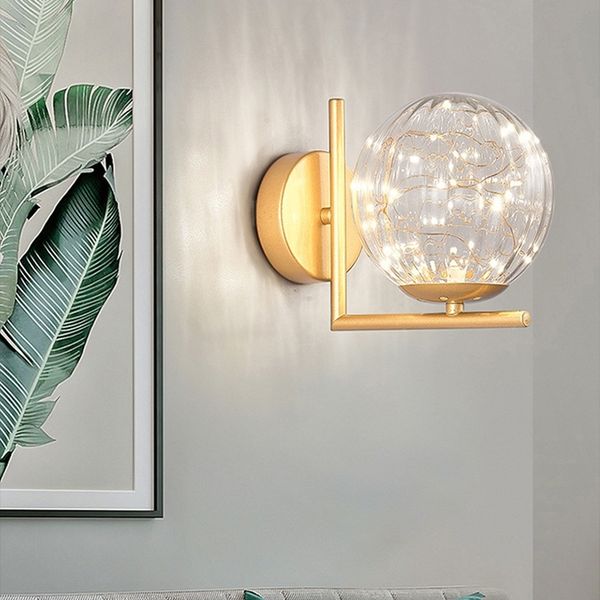 

2021 new creative romantic star shape led black gold decorative bedside stairs modern minimalist glass wall lights 3ick