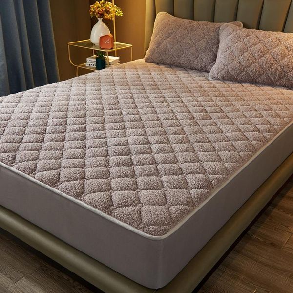

sheets & sets home textiles soft lambswool quilted bed mattress protector cover winter warm fitted sheet thick quilting bedspread