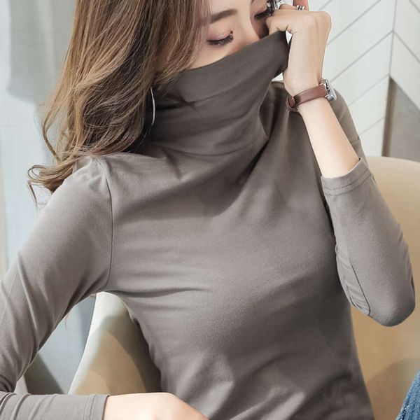 

women's new base coat with half high collar and long sleeve t-shirt, White;black