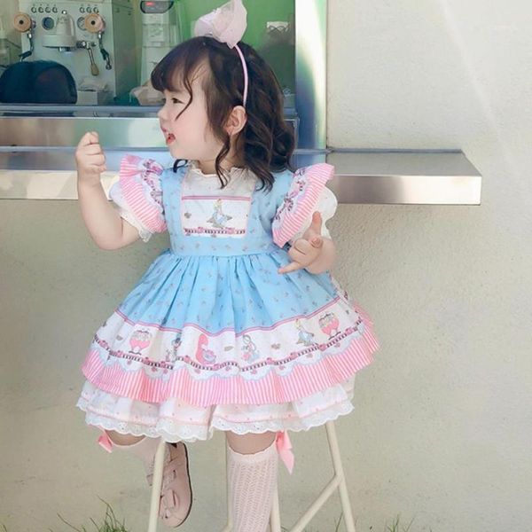 

girl's dresses summer children cartoon embroidery short sleeve vintage princess ball gown birthday party easter spanish girl lolita dre, Red;yellow
