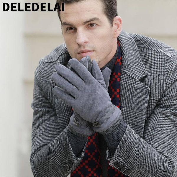 

fingerless gloves deledelai winter warm fashion full finger man touch screen design inside male mittens, Blue;gray