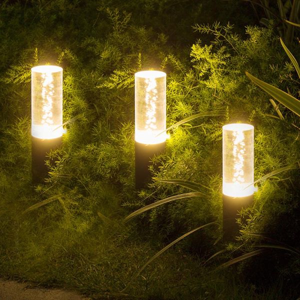 

acrylic outdoor garden pillar light aluminum courtyard villa park landscape lamp patio pathway post lawn bollard lamps