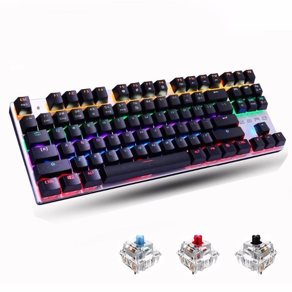 

keyboards metoo edition mechanical keyboard 87 keys blue switch gaming for tablet deskrussian sticker