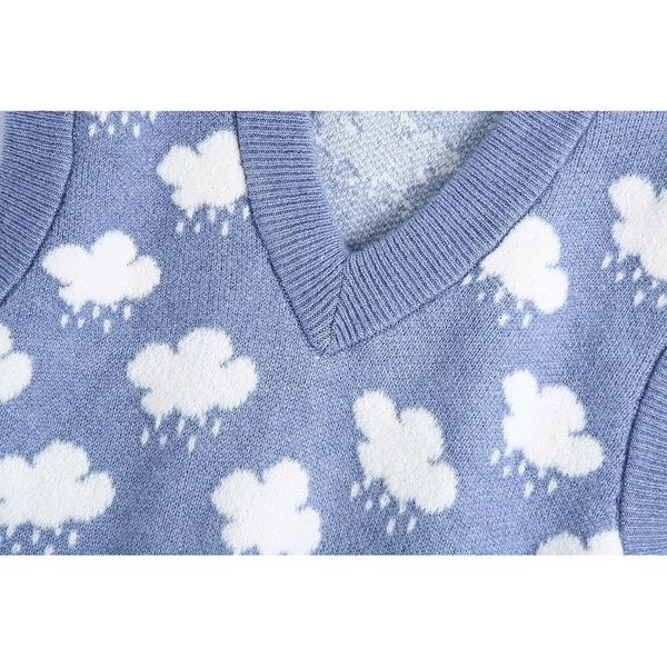 

new ies 2021 springtime jacquard woman sweater vest of cartoons crocheted female with no sleeves waistcoat v egk0, White;black
