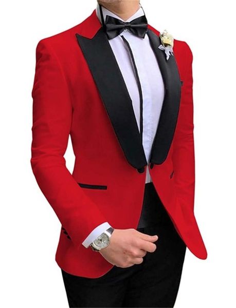 

men's suits & blazers costume homme red male jacket pant mens wedding tuxedos slim fit bridegroom groomsmen party groom suit 2 piece se, White;black