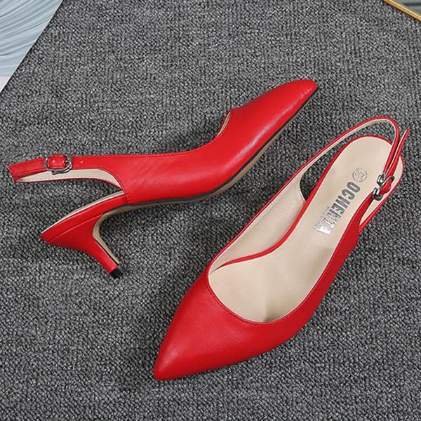 

empty buckle shoes everyday all-match pumps shoes pointed high heels large size sandals fashion dropship brand sandals, Black