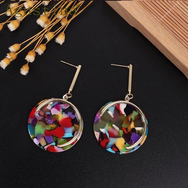 

dangle & chandelier agustina women acetate earrings jewelry bohemian fashion drop colorful long korean punk round metal earring, Silver