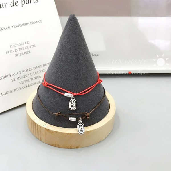 

korean version dongdamen zhaocai nanobead drawstring s925 silver japanese and simple bracelet, Black