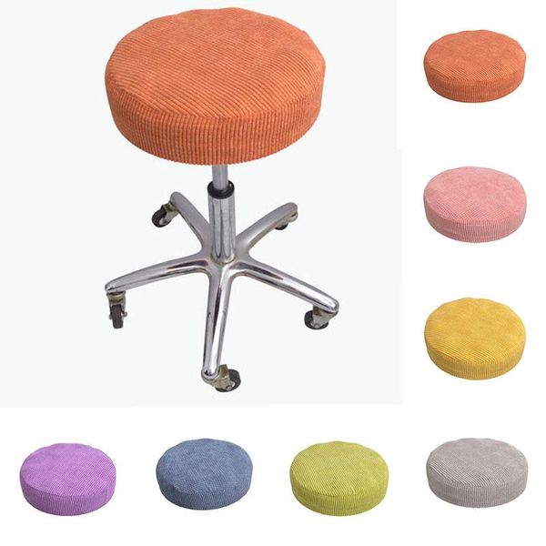 

chair covers plush round cover solid color stretch comfortable good-looking elastic slipcover bar stool home el