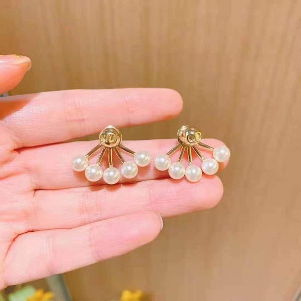 

design jewelry new letter pearl sector high version earrings gowz m7pw, Golden
