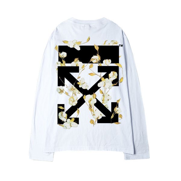 

2021 new off spring and autumn t-shirt fashion brand cotton long sleeve lovers loose men's wear, Black