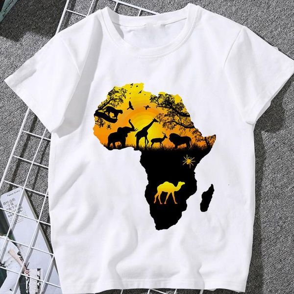 

africa map print and men t shirt womens o neck short sleeve casual summer harajuku femme fashion clothing female, White;black