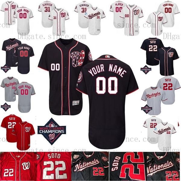 

champions nationals baseball jersey juan soto stephen strasburg ryan zimmerman 31 scherzer turner anthony rendon washington men youth lady, Blue;black