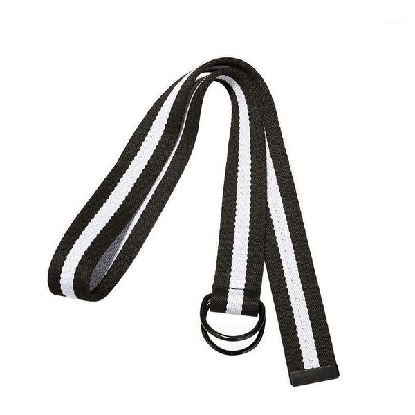 

belts fashion candy colors belt trend weaving canvas alloy double ring buckle men casual simple cowboy decoration1, Black;brown