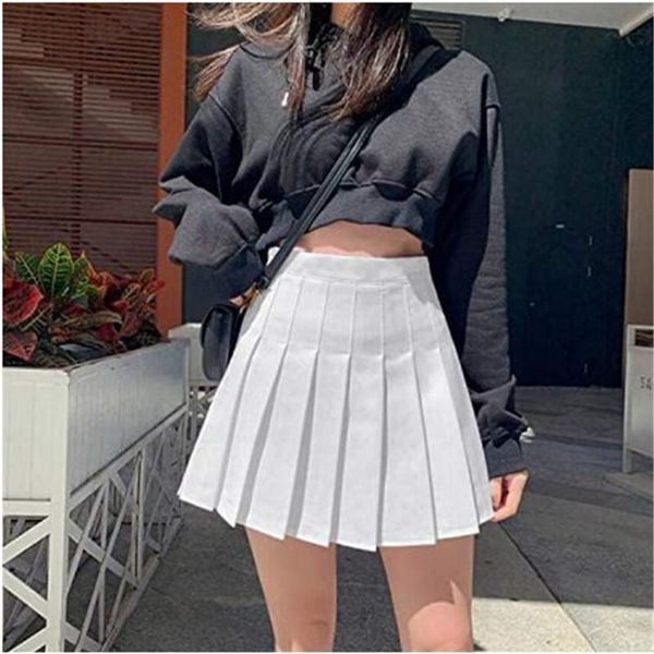 

skirts women high waist pleated girls tennis school white/black mini skirt uniform female loose casual short bottoms spring fall