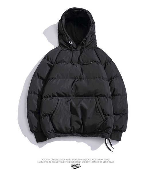 

m-5xl winter men's jacket new cotton parka coat hooded large size solid men's clothing men's jacket, Black