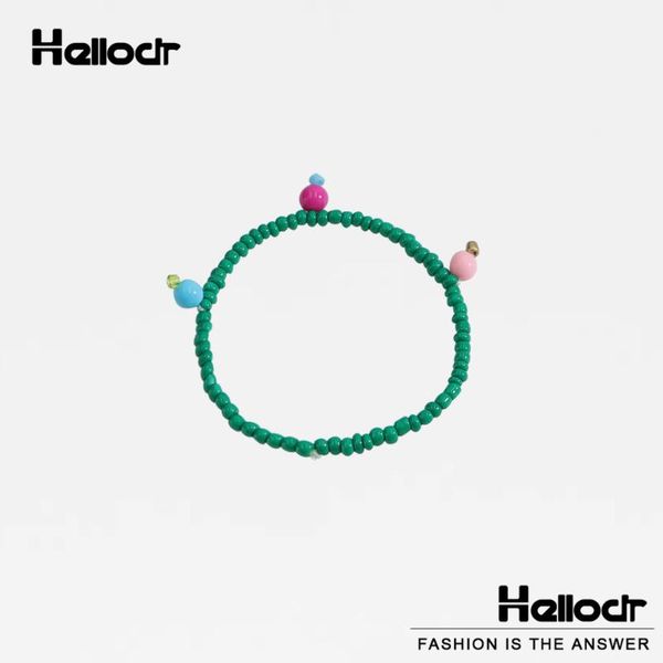

beaded, strands hellodr cute handmade beads bracelet for women 2021 acrylic colorful elastic chain sweet birthday party fashion jewelry gift, Black