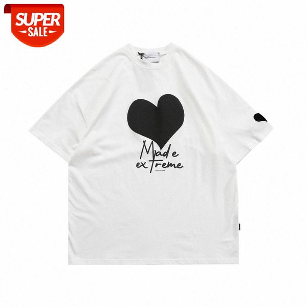 

love foam printing short-sleeved t-shirt men's european and american style loose round neck five-point sleeve summer flow half #0x7k, White;black