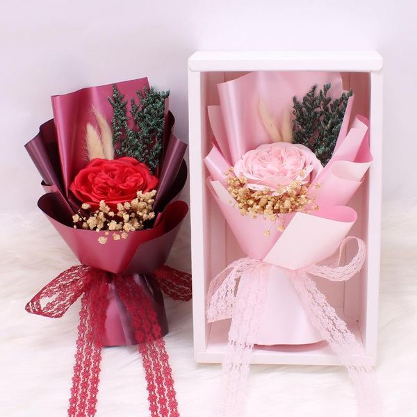 Fiori decorativi Corone 2021 Lovely Rose Sapone Bouquet Bouquet Confezione regalo San Valentino Surprise Flower Teacher's Falso per il dropship