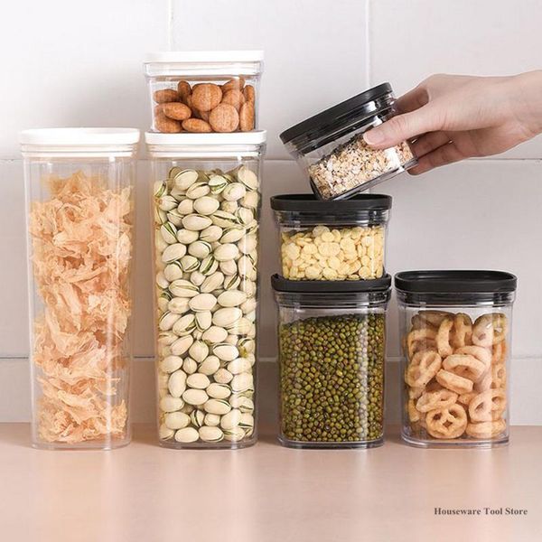 

storage bottles & jars 2pcs kitchen transparent sealed food box container plastic refrigerator noodle tank