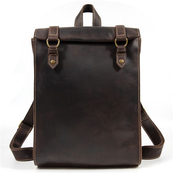 

men's crazy horse leather backpack leather backpack ggage bag student leisure schoolbag style
