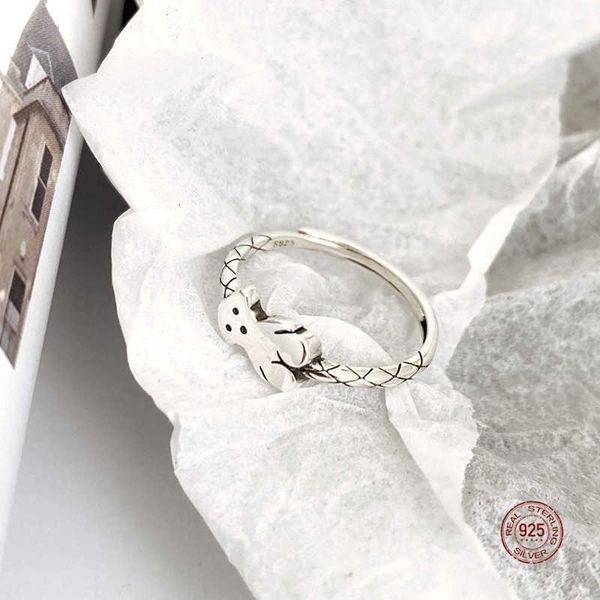 

ring lko fashion personality 925 sterling silver s for lovers cute small bear opening adjustable jewelry accessories, Golden;silver