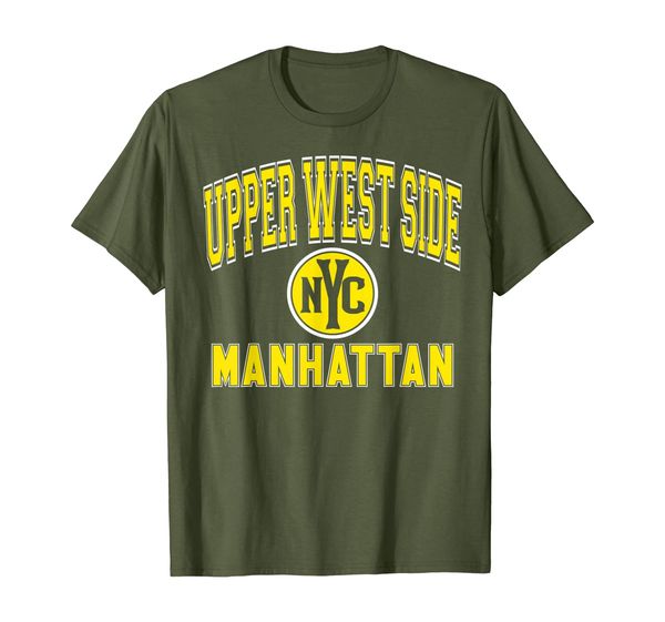 

upper west side nyc varsity style yellow print t-shirt, White;black