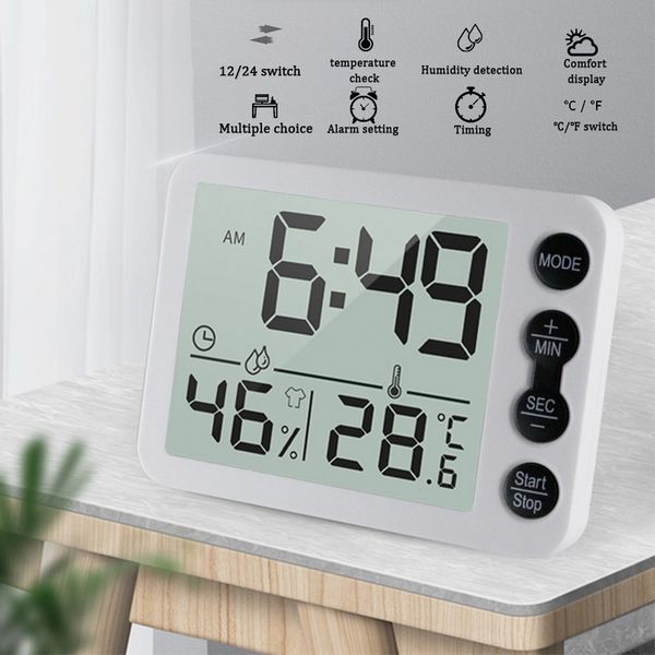 

indoor outdoor digital thermometer hygrometer lcd display home clock temperature humidity meter