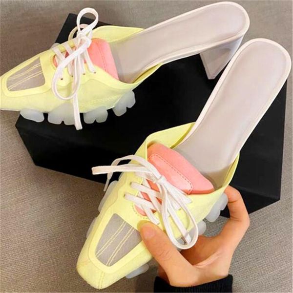 

slippers s ins wind sandals women fashion outer wear pointed high-heeled summer ladies party, Black